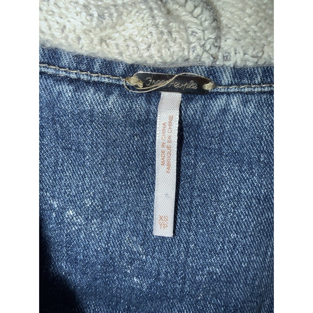Free People Jean Jacket Womens XS Drawstring Hooded Trucker Sweatshirt - Picture 4 of 8